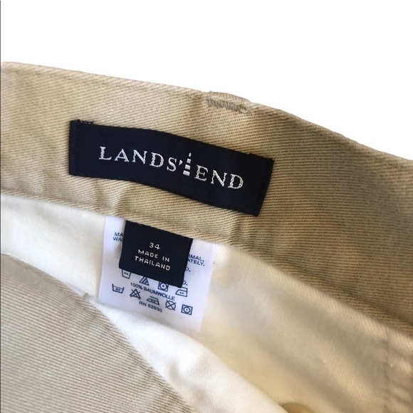 Lands End Khaki Flat Front 6” shorts size 34 - Picture 2 of 7